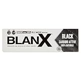 Blanx Dentifricio Black 75ml, Dentifricio Sbiancante con Licheni Islandici e Carboni Attivi 100% Naturali, Rimuove Macchie da Caffè, Fumo e Tè,, Vegan Friendly