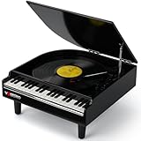 Vosterio Vinile Giradischi Bluetooth a Tre Velocità,Vintage, con Altoparlanti Stereo Integrati, con la funzione di ricezione e l uscita Bluetooth, Design del pianoforte