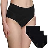 INNERSY Slip Assorbenti Ciclo Mestruale Mutande Donna Cotone Vita Alta Culotte Nero Pacco da 3 (44, 3 Nero)