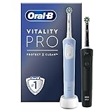 Oral-B Spazzolino Elettrico Ricaricabile Vitality Pro Nero e Blu, 2 testine. Confezione da 2 Spazzolini