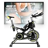 Diadora Fitness Fit Bike Racer 25,Volano da 25 kg, Sensori Hand Pulse, Sella e Manubrio Regolabili, Freno a Pattino