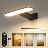 FULEN Luce Per Quadri Senza Filo, Lampada Da Parete Ricaricabile, Luci LED Applique Con 3 Temperature Di Colore, Telecomando, Luce Per Specchio E Dardo, Nero