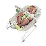Bright Starts Baby Bouncer Soothing Vibrations Infant Seat - Taggies, Music, Removable Toy Bar, 0-6 Months Up to 20 lbs (Happy Safari)