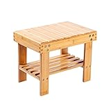 Utoplike Sgabello in bambù, seggiolino per bambini, portatile, poggiapiedi, sgabello in legno con ripiano per la cucina, il bagno, la camera da letto, leggero e antiscivolo