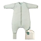 molis&co - Sacco Nanna con piedini, maniche staccabili e calzini - Sacco nanna invernale per Bambini - Sacchi Nanna 2.5 tog con piedini - 100% Cotone (Oeko-TEX 100) - Mint Tea (2 anni)