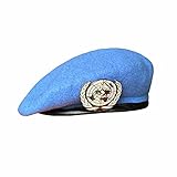 tcax Coppola Uomo Un Berretto Blu delle Nazioni Unite del Berretto della Forza di Mantenimento della Pace Cappello con Un Distintivo Coccarda Souvenir,Blu,56-57Cm