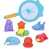 Giocattoli da Bagnetto per Bambini, Giocattoli da Piscina per Vasca Set Animali Galleggianti Giocattoli da Pesca Educativi per il Gioco Dell acqua per Bambini Bambino Ragazze dei Neonati（8 pezzi）