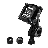 Monitor Della Pressione dei Pneumatici, Kikuo Motociclo TPMS Sistema di Monitoraggio Della Pressione dei Pneumatici con Display e 2 Sensori Esterni Pneumatici Senza Fili Impermeabile