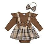 ESSECMBS Tutina Bimba 3 6 mesi Vestiti Bambino 3 6 mesi Pagliaccetto Neonata Femmina Completino Neonata 0 3 mesi Vestito Battesimo Bimba Tuta Jumpsuit Elegante Neonata (Marrone, 6-9 Months)