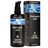 Siero Acido Ialuronico Viso 100ml, Siero Viso Acido Ialuronico Puro con Aloe Vera per Pelli Sensibili - Siero Viso Antirughe - Siero Idratante Viso Vegano - Hyaluronic Acid Serum - Satin Naturel