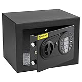 Homesafe HV17E Cassaforte di Sicurezza con Serratura a combinazione elettronica, Cassaforte a Muro per casa, hotel, ufficio, documenti, oggetti di valore, 17x23x17cm, Satin Nero di Carbonio, 5.7L