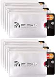 OW-Travel Custodie Blocco RFID. Protezione RFID per porta carte di credito anti-frode.RFID Protection per Carte di Credito.Proteggi carte contactless custodia (Porta bancomat schermato 10)