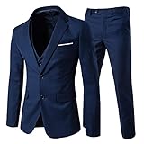 Allthemen Abito da Uomo Slim Fit in 3 Pezzi Completo da Uomo per Affari di Matrimonio Business Formale Suit 3 Pezzi Blu Navy M