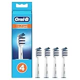 Oral-B Trizone - Testine per spazzolino elettrico, 4 pezzi, rimuovi placca, 3 zone di setole per una pulizia profonda, colore: bianco