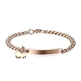 JewelryWe Bracciale Cuore Personalizzato Nome Incisione: Bracciale Personalizzabile con Pendente da Uomo Donna in Acciaio Inossidabile Regalo per Lui Lei Sorella Amicizia