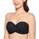 DELIMIRA Donna Reggiseno Senza Spalline Multifunzione con Ferretto Nero 2B