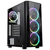 Itek SHAKE EVO - Case PC Gaming Middle Tower ATX, Ventole 4x12cm ARGB, 2 porte USB 2.0, 1 porta USB 3.2, pannello laterale in vetro temperato, Nero