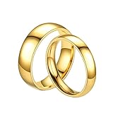 Homxi Anelli Fidanzamento con Incisione,Anelli di Coppia Acciaio Inossidabile 4/6MM Oro Anello con Rotondo Lucido Fedi Nuziali Coppia Donna 9(49mm) + Uomo 20(60mm)