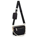 UTO Borsa Donna 3 in 1 per Lavoro Quotidiana Zaino monospalla+Borsa a tracolla+Portafoglio Marsupio Donna Borsa Cintura Multifunzione e Multiuso in Nylon Nero