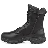 LUDEY Stivali Militari Cerniera Uomo Stivali Tattici Stivali Combattimento Stivali Escursionismo Anfibi Militari Uomo Scarpe da Trekking IDS 928-Nero 45 EU