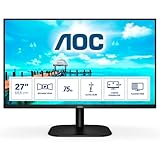 AOC 27B2H Monitor LED da 27" IPS, Full HD, 4 ms, Refresh 75Hz, VGA, HDMI, Senza Bordi, Low Blue Light, Nero