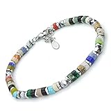 SAGA GIOIELLI® Bracciale Uomo Rondelle Pietre Dure Acciaio (MULTICOLOR)