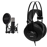 RØDE NT1 5th Gen Black Microfono a condensatore da studio a diaframma largo di quinta generazione & AKG K52 Closed Back Cuffie, Nero