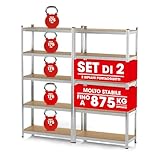 EASYmaxx Set di 2 scaffali per carichi pesanti, 180x90x40cm | 1750kg di portata, 175kg per livello | Scaffali per magazzini, cantine, banchi da lavoro | 10 Ripiani regolabili