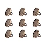 PH PandaHall 10PCS Base Anelli Regolabile Anelli Componenti Retro Anelli Cabochon in Ottone per Creare Gioielli Fai da Te, Bronzo Antico, Vassoio: 25mm