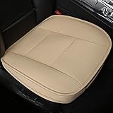 LUOLLOVE Coprisedile Universale Auto Anteriori Super Soft Confortevole Traspirante PU Protezione per Sedile Auto (1 Pezzo Beige)