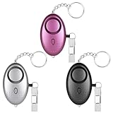 Flintronic Allarme Personale, 3 Pezzi Allarme Antiaggressione da Donna, 140dB Alarm Ricaricabile Sirena, Allarme di Sicurezza Portachiavi con Luce LED per Anziani, Bambini, Donne