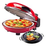 Avilia Forno Pizza Elettrico Pizza Maker 1200W con Timer Regolabile e Manici Termoisolanti, Temperatura massima 356 °, in Omaggio padella Grill per Cottura di Carne e Verdure