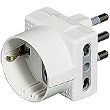 BTicino S3611D Adattatore Tris con Spina, 2P+T, 16A per 1 Presa Tedesca e 2 Prese Bipasso, 1500 W, 250 V, Bianco