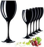 PLATINUX, set di 6 calici da vino, in vetro, di colore nero, max. 320 ml, calice da vino bianco