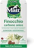 Matt, Finocchio Carbone Anice, Integratore Alimentare Utile per Contrastare i Gonfiori Addominali, Favorisce la Digestione, Confezione da 40 Compresse