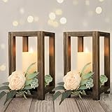 Set di 2 lanterne da matrimonio, decorazione rustica per la tavola di nozze, decorazione rustica, portacandele in legno, regalo di nozze