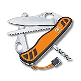 Victorinox, coltello tascabile svizzero Hunter XT Grip (6 funzioni, lama evisceratrice bloccabile, cordoncino), arancione/nero