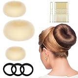 NHQZ Ciambella per Chignon Set, 3 Pezzi Beige Chignon a Ciambella, 20 Forcine per Capelli Biondi a Forma di U, per Acconciature Ciambella Chignon Capelli, Ballerine Bambini Ragazze e Donne, 1 set