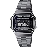 Casio Orologio Quarzo Unisex, misura cassa 36.00mm con quadrante LCD Digitale e cinturino Nero in Cinturino in metallo A168WEGG-1BEF