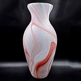 Tammaro Home Vaso Anfora in Vetro di Murano Bianco Satinato con Venature Rosse by