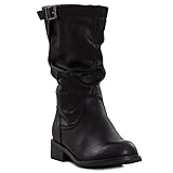 Toocool - Scarpe Donna Stivali Biker Motociclista Ecopelle Casual Fibbia Nuovo 991 [36,Nero]