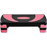 Yaheetech Step da Aerobica Piattaforma Step Regolabili con 3 Altezze 10/15/20cm Esercizio Allenamento Stepper per Fitness per Domestico Palestra Ufficio con Base Antiscivolo 79,5 x 30 cm Rosa