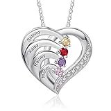 lorajewel Collana Donna Argento 925 Collana Personalizzata con nome e pietra di nascita Collana dell amore Regalo per la festa della mamma San Valentino Natale