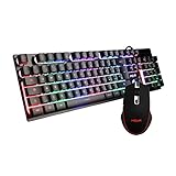 Mouse e Tastiera Gaming, Layout Italiano QWERTY, USB, Anti-ghosting, Tastiera Retroilluminata LED RGB, Mouse Gaming 1200-3200 DPI - Nero