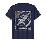 P-38 Lightning | Vintage P38 Fighter Aircraft | WW2 Aviation Maglietta