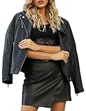 Giolshon Giacca da Donna in Similpelle da Motocicletta Primaverile e Autunnale Giacca Casual Corta 53 Nero S