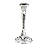 Relaxdays Candleholder Portacandele, in Design Vintage, per Candele Lunghe, Shabby Chic, Antico, Dimensioni HxD 19 x 9 cm, Argento, 2.2 Centimeters cm