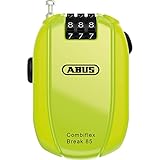 Abus, Antifurto a cavo ABUS Combiflex, antifurto per la sicurezza di sci, caschi, passeggini e bagagli, Trip 85, lunghezza 85 cm, spessore 3 mm, con codice numerico, giallo