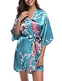 Migcaput Accappatoi e Vestaglie da Donna Elegante Kimono in Raso da Donna/Camicie da Notte pigiama estivo donna A-azzurro M