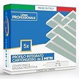 Eurekaled – 5pz Profilo Alluminio 2mt per strip LED - Integrato nel Cartongesso idrorepellente di spessore 12,5mm – Resistente all’umidità, adatto per bagno, zone umide - Incasso a scomparsa